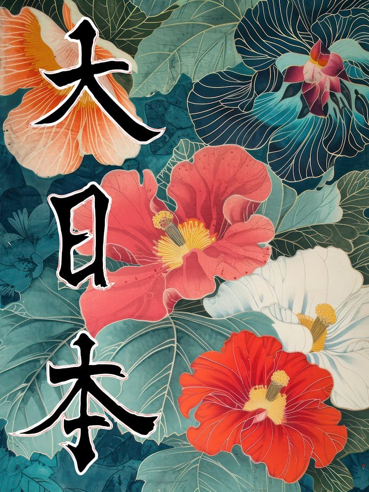 Great Japan Hokusai Japanese Flowers 5 Poster