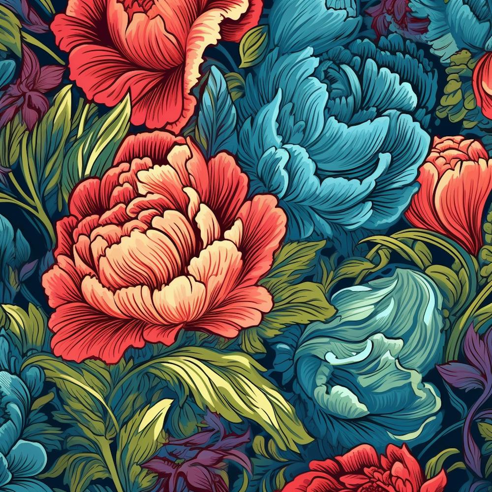 Peony Flower Seamless Pattern