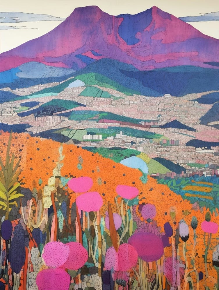 Mount Vesuvius Italy 2 Colourful Mountain Illustration