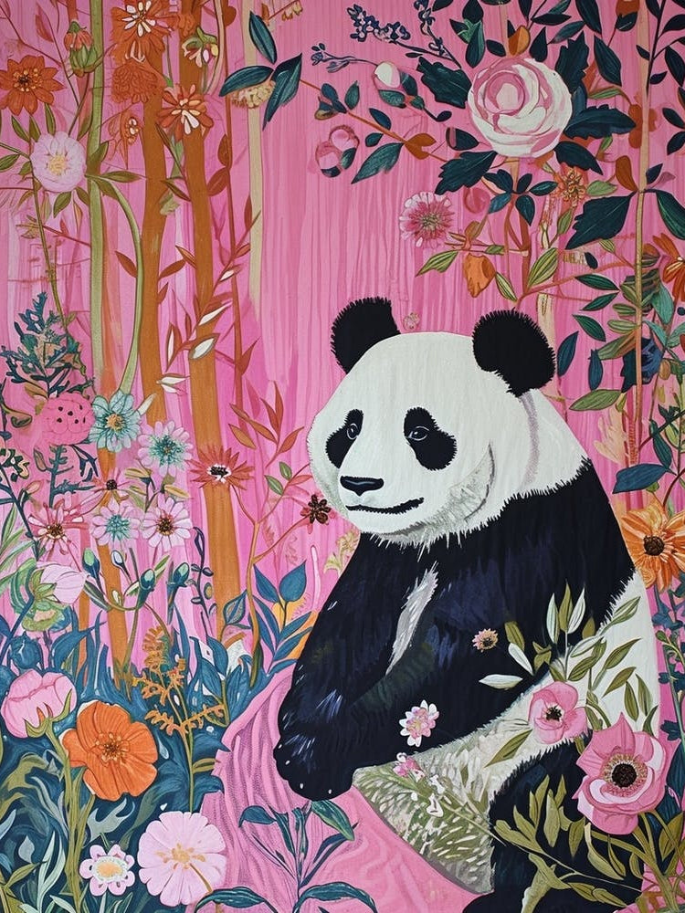 Floral Animal Painting Panda 3
