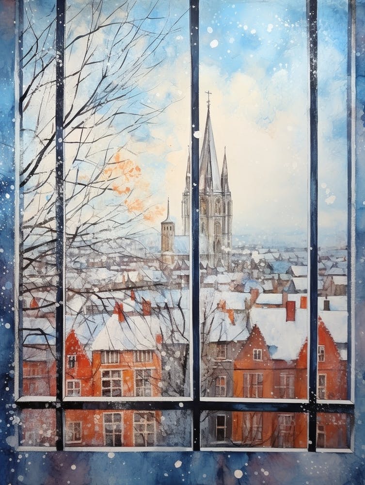 Winter Cityscape Cologne France