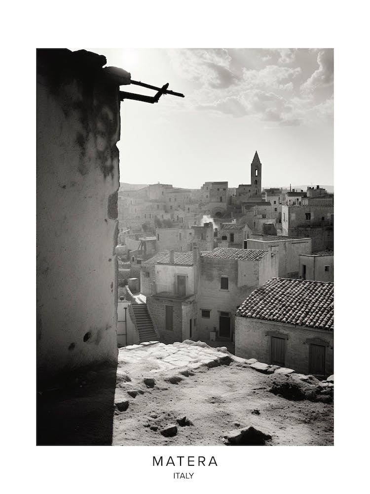 Poster Of Matera, Italy, Black And White Analogue Photography 3