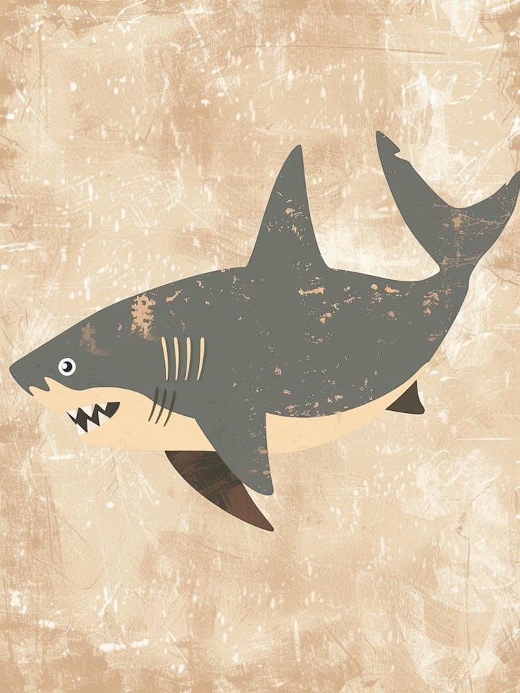 Storybook Style Shark Muted Pastels 2