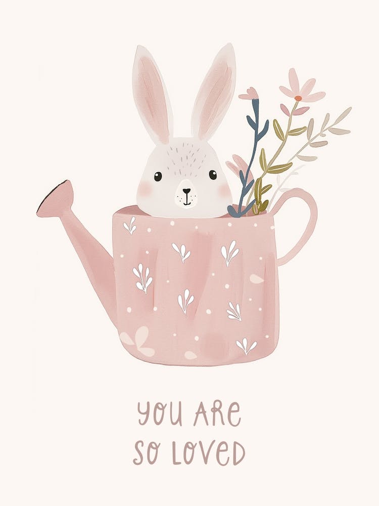 You Are So Loved, Bunny nursery wall art, kids room prints, playroom decor