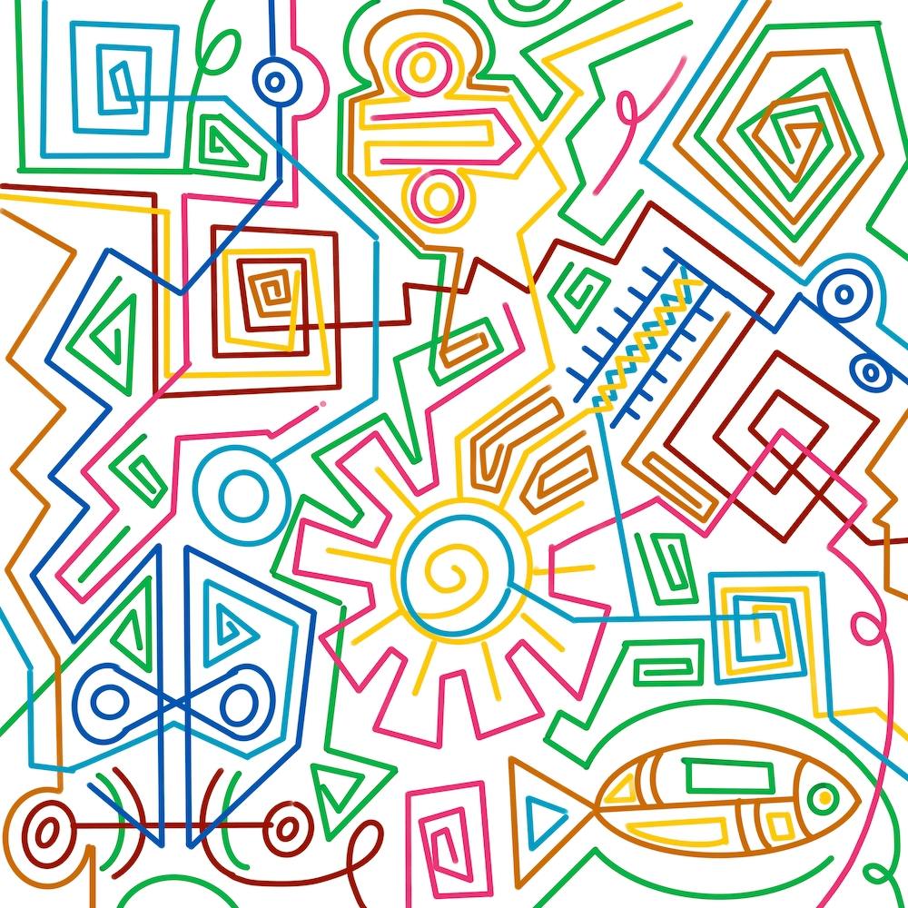 Colorful Doodles Inspired By the Egyptian culture In A Modern Abstract Style White Background
