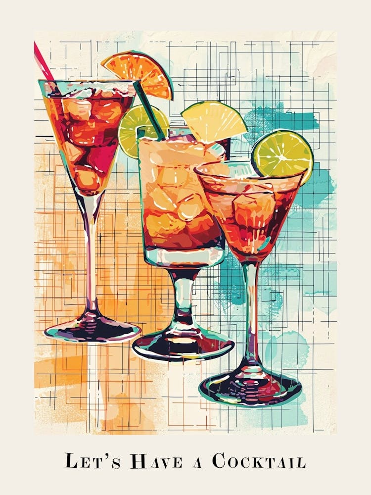 Let S Have A Cocktail Illustrative Poster