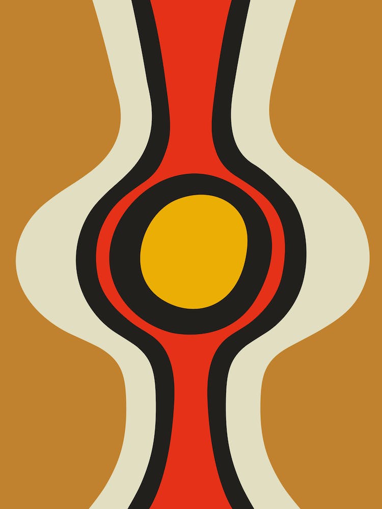 Funky Retro Abstract Red, Yellow, Orange