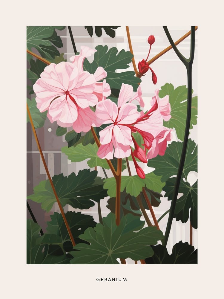 Flower Illustration Geranium 2 Poster