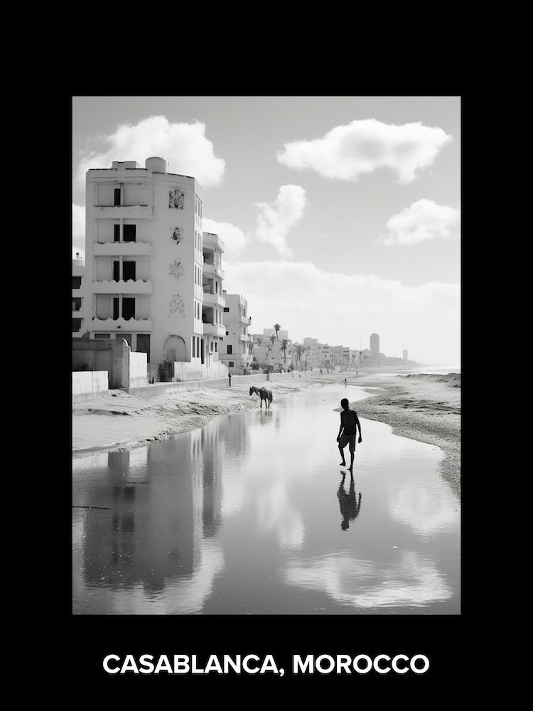 Poster Of Casablanca, Morocco, Mediterranean Black And White Photography Analogue 4
