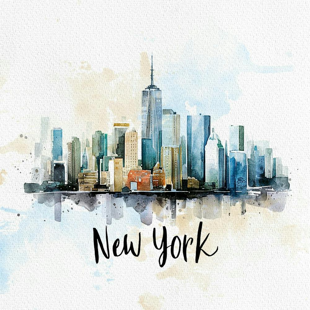 New York City Skyline Watercolor Painting