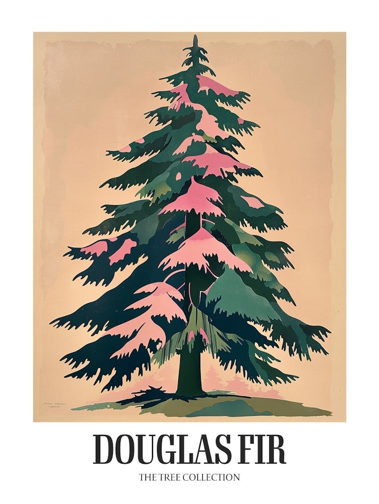 Douglas Fir Tree Illustration Colourful 1 Poster