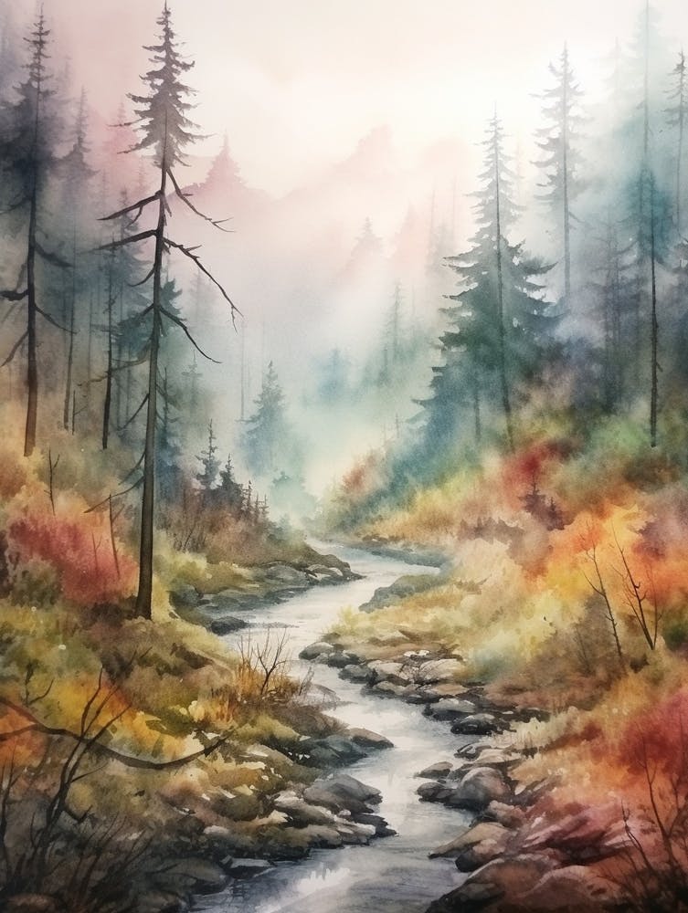 Autumn Forest Landscape Harz National Park Germany