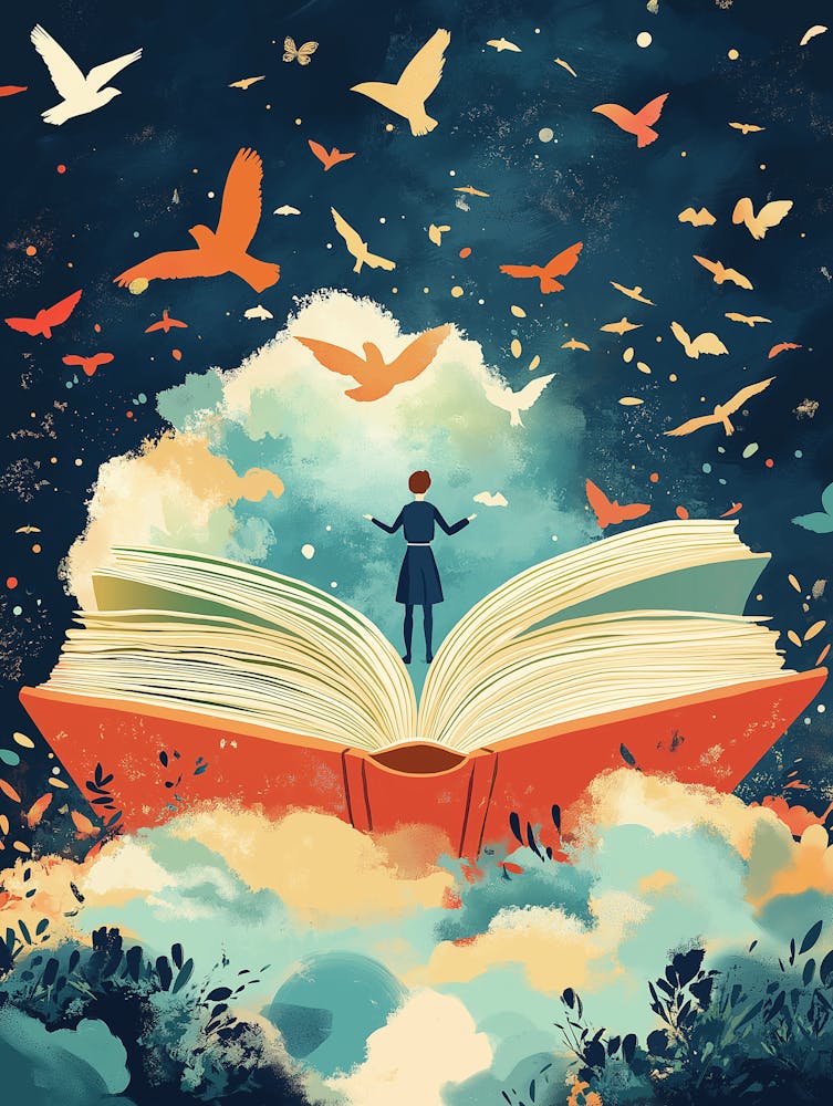 A Person Standing On Top Of An Open Book, World Book Day Poster