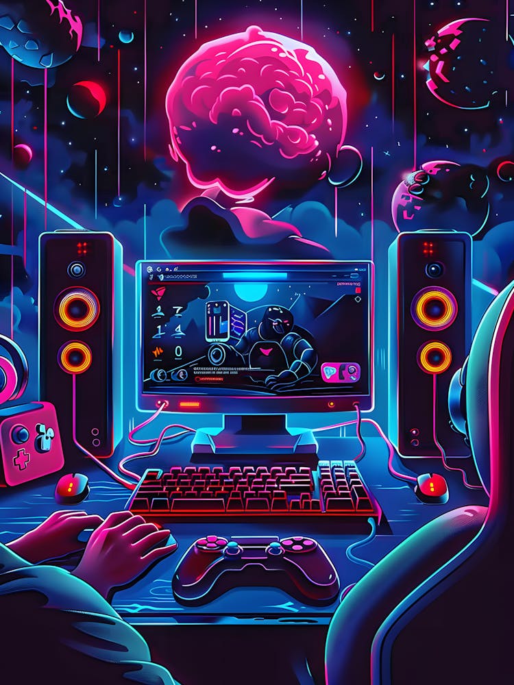 Neon Gaming Desktop Wallpaper