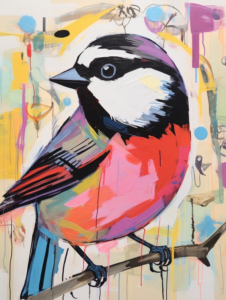 Colourful Bird Painting Carolina Chickadee 4