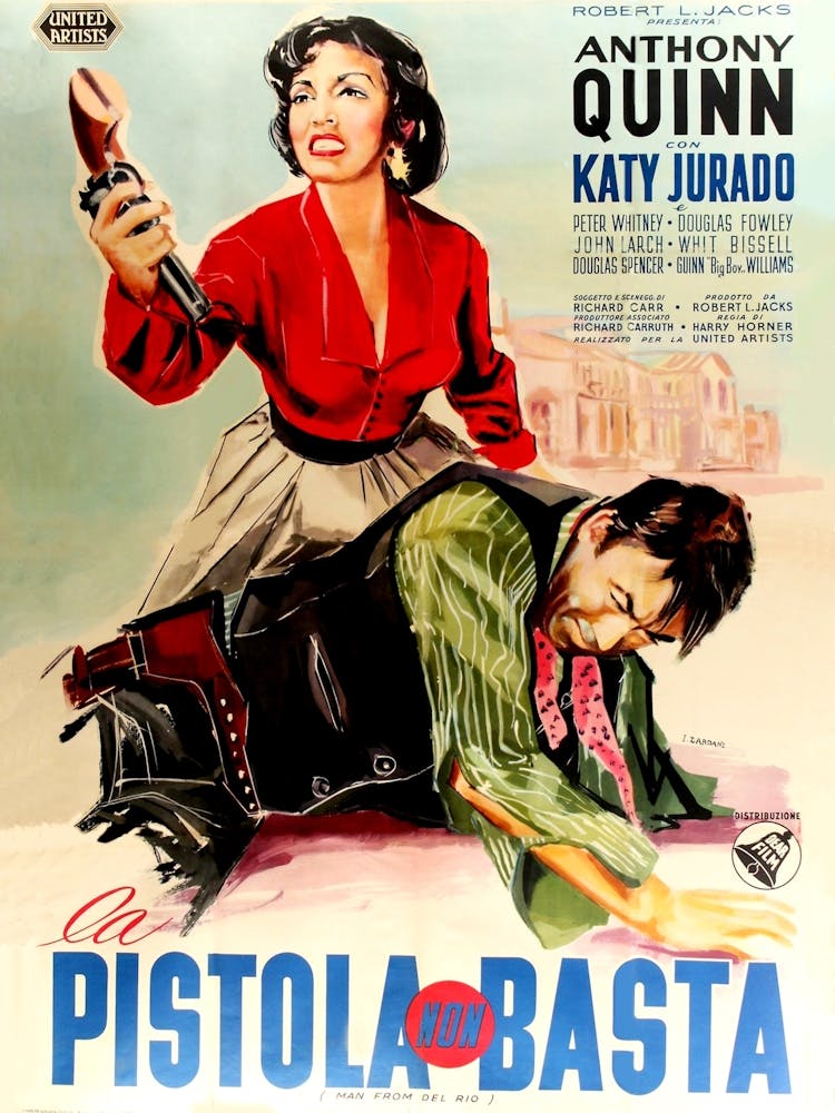 Man From Del Rio, Anthony Quinn, American Western, Italian Movie Poster, 1956