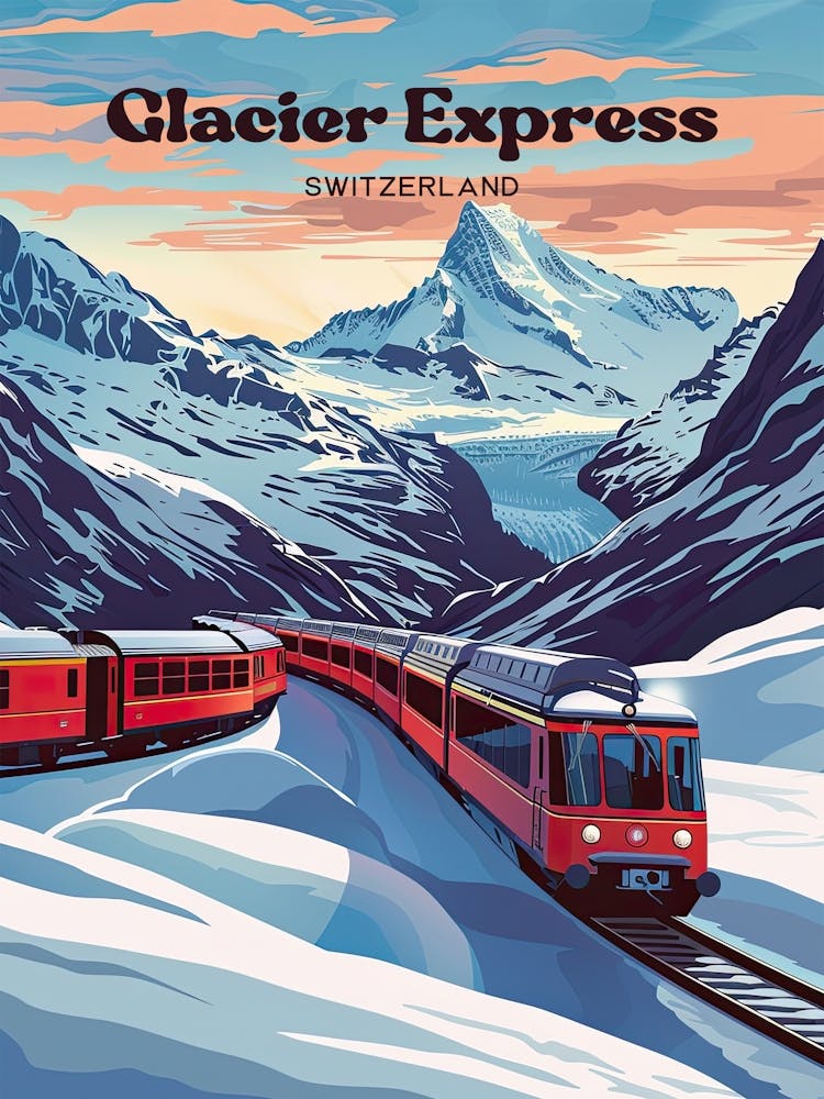 Glacier Express Zermatt Digital Travel Art