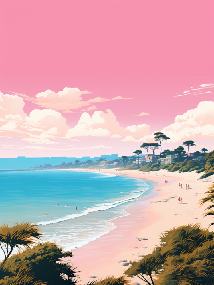 An Illustration In Pink Tones Of  Greenmount Beach Australia 3