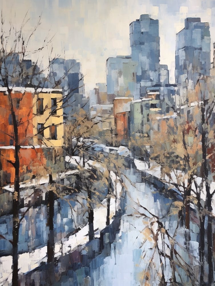 Winter City Park Painting High Line Park New York City 6