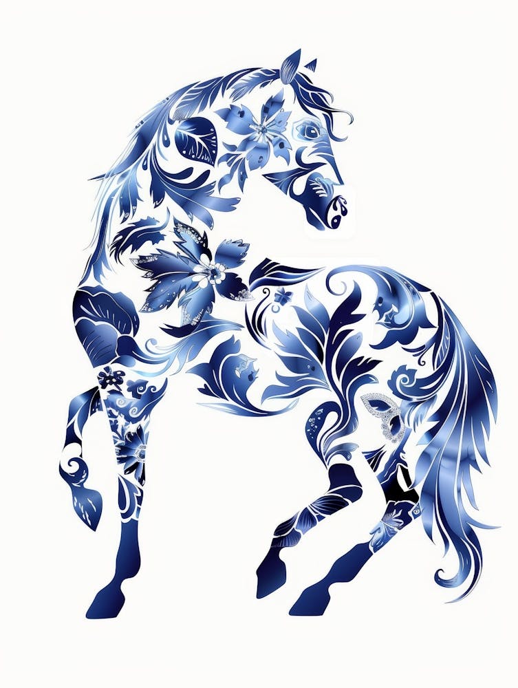 Blue And White Horse 1