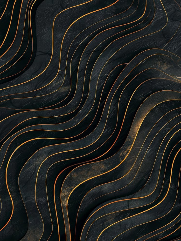 Abstract Wavy Lines On Black Background