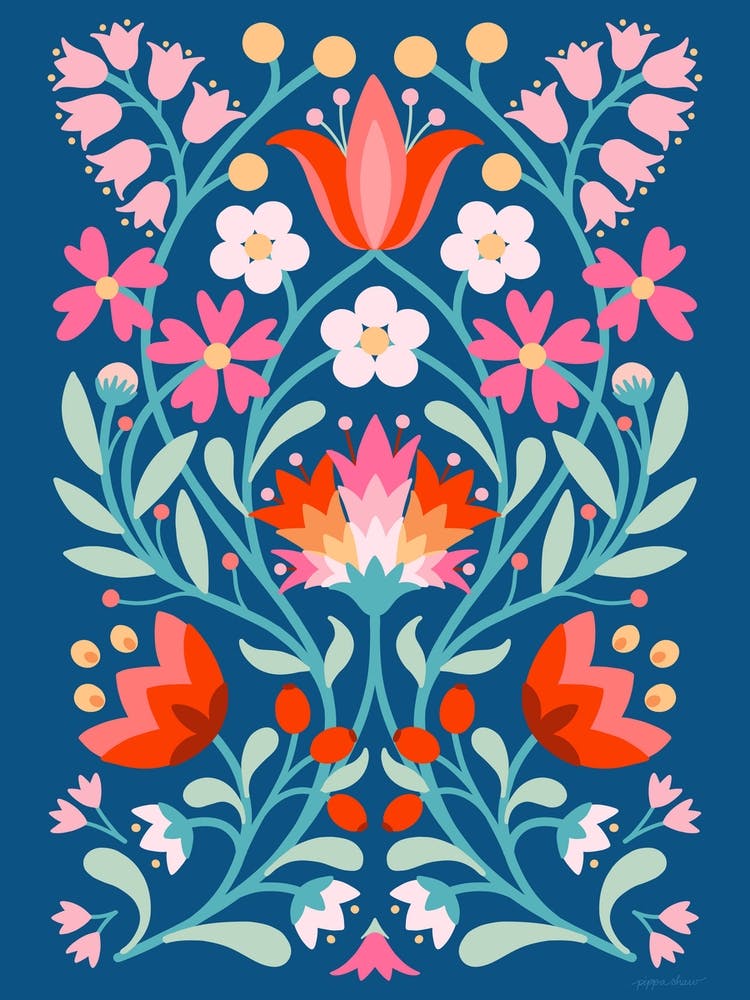 Folk Flowers Blue