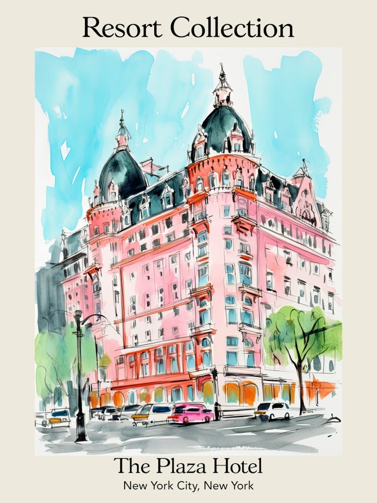 Poster Of The Plaza Hotel   New York City, New York   Resort Collection Storybook Illustration 2