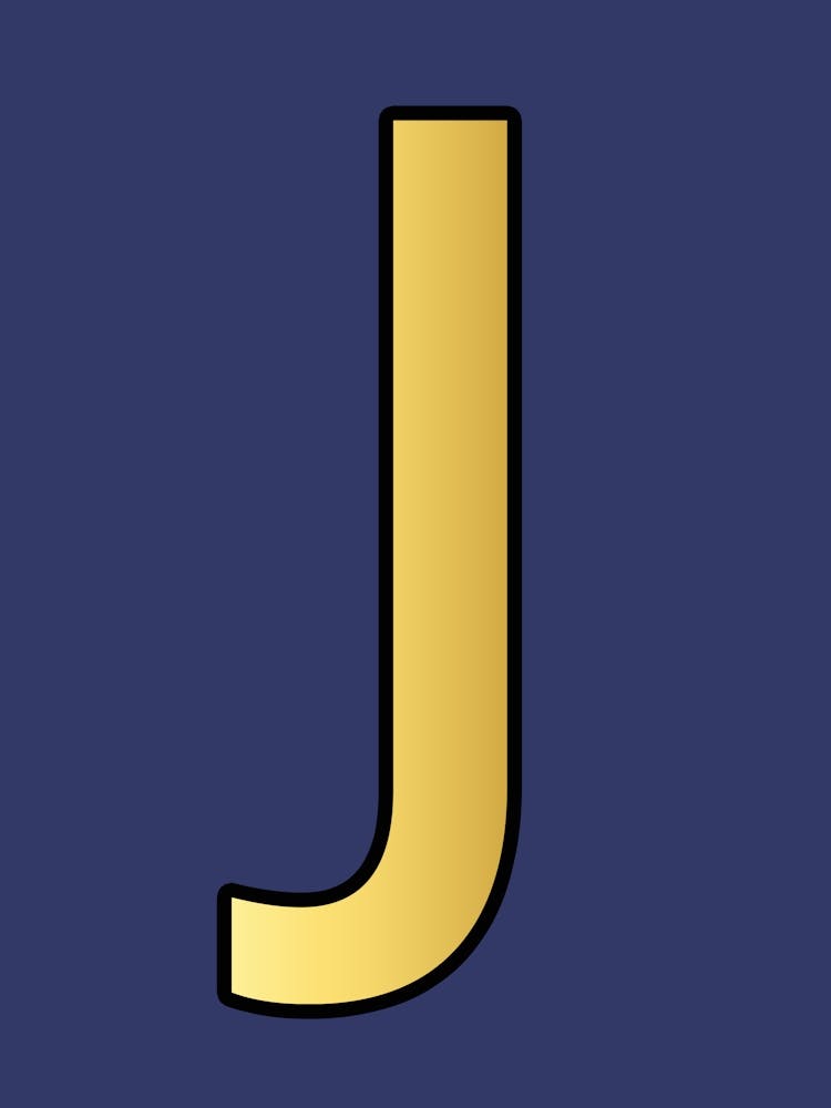 Letter J Gold Alphabet Deep Blue