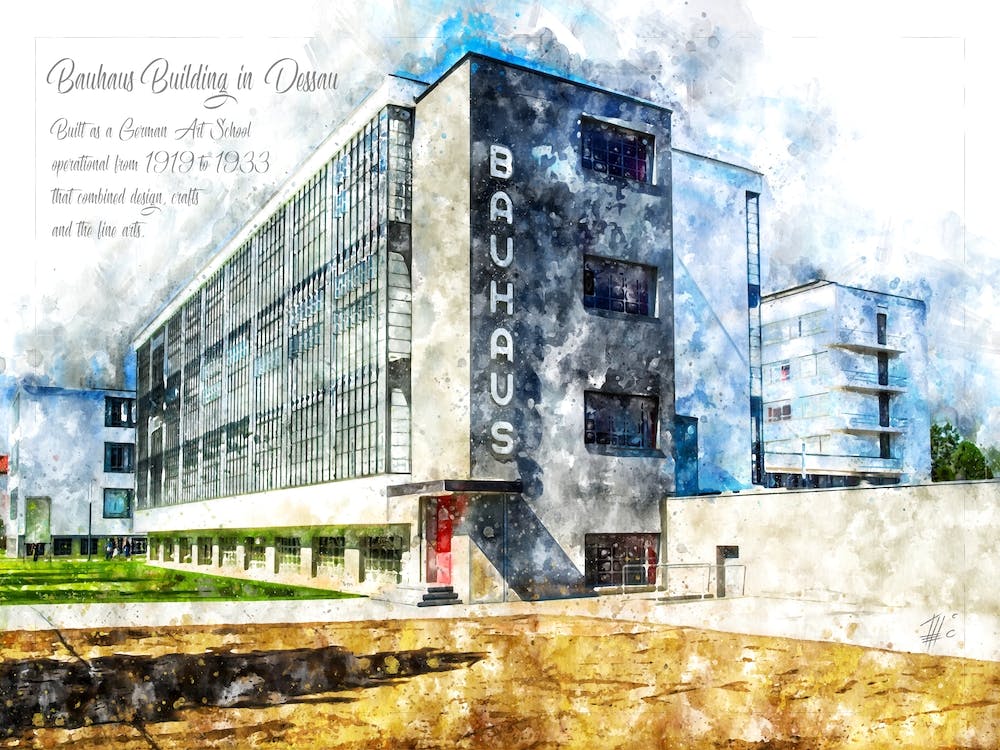 Bauhaus, Dessau, Watercolor