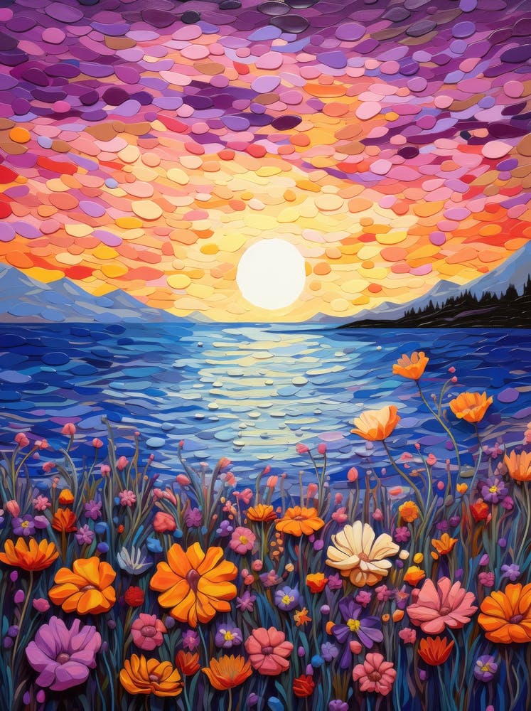Sunset With Flowers 1