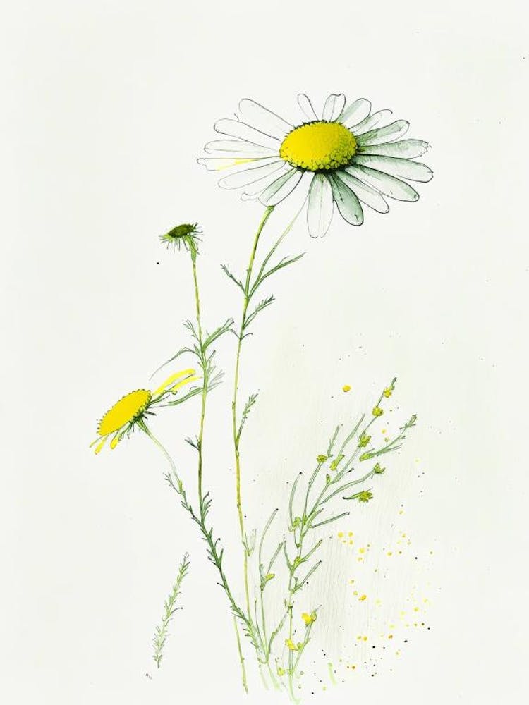 Camomile Herb Minimalist Watercolour 2