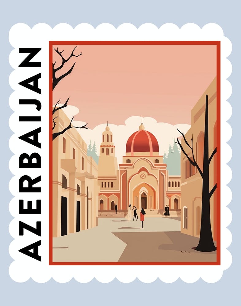 Azerbaijan 1 Travel Stamp Poster