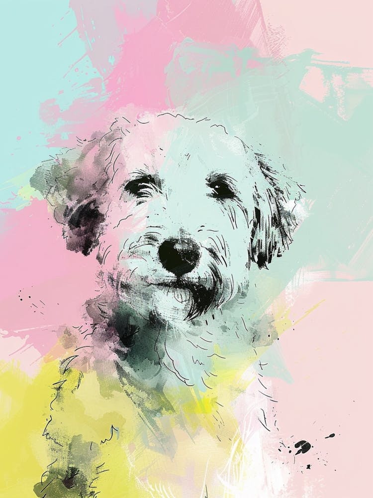 Pastel Curly Dog Line Illustration 1