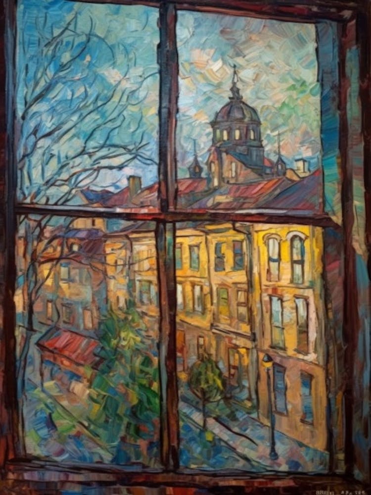 Window View Of Moscow Russia In The Style Of Expressionism 3