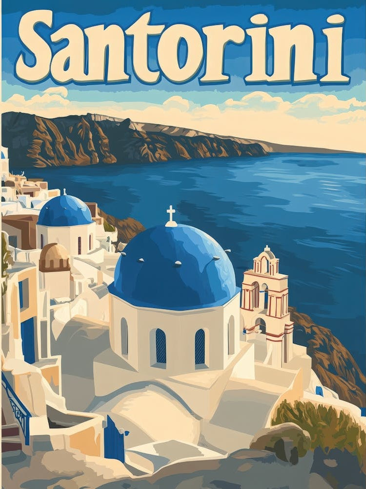 Aihrgdesign A Vintage Travel Poster Of Santorini 1