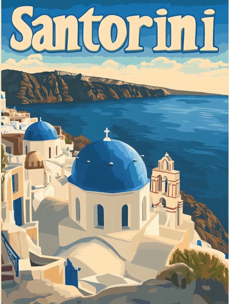 Aihrgdesign A Vintage Travel Poster Of Santorini 1