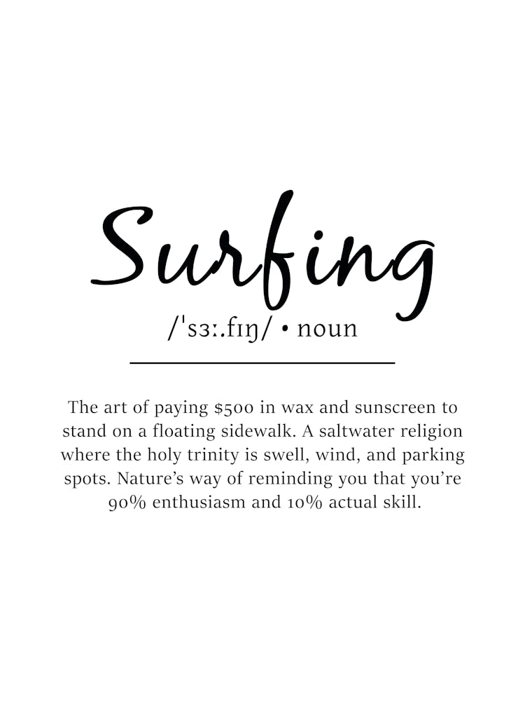 Surfing Definition Poster - Dictionary
