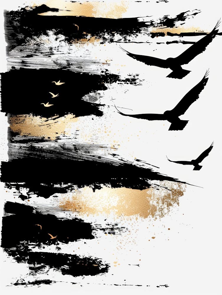 Black And Gold Birds 1
