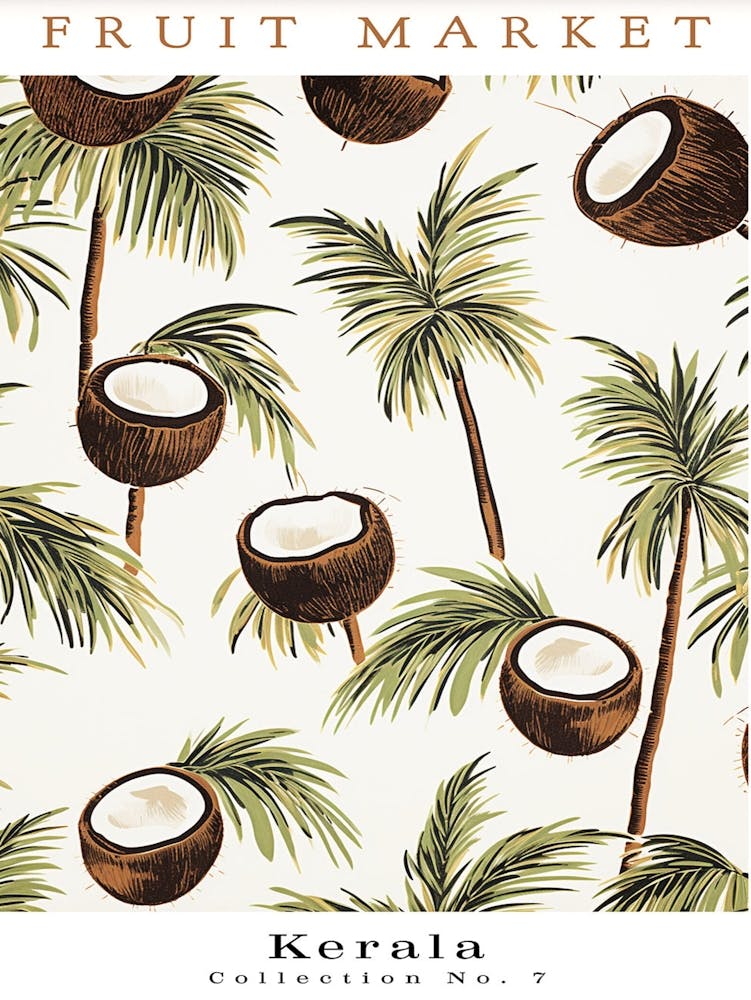 Kokosnuss-Frucht-Poster Geschenk Kerala Market
