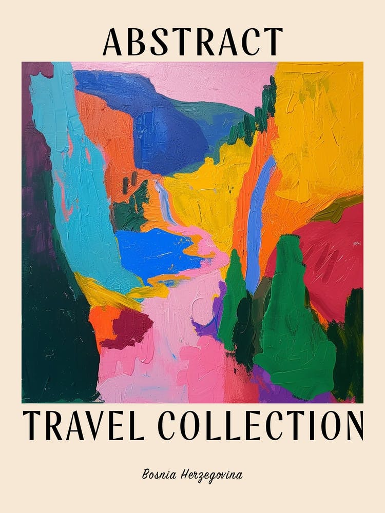 Abstract Travel Collection Poster Bosnia Herzegovina 5