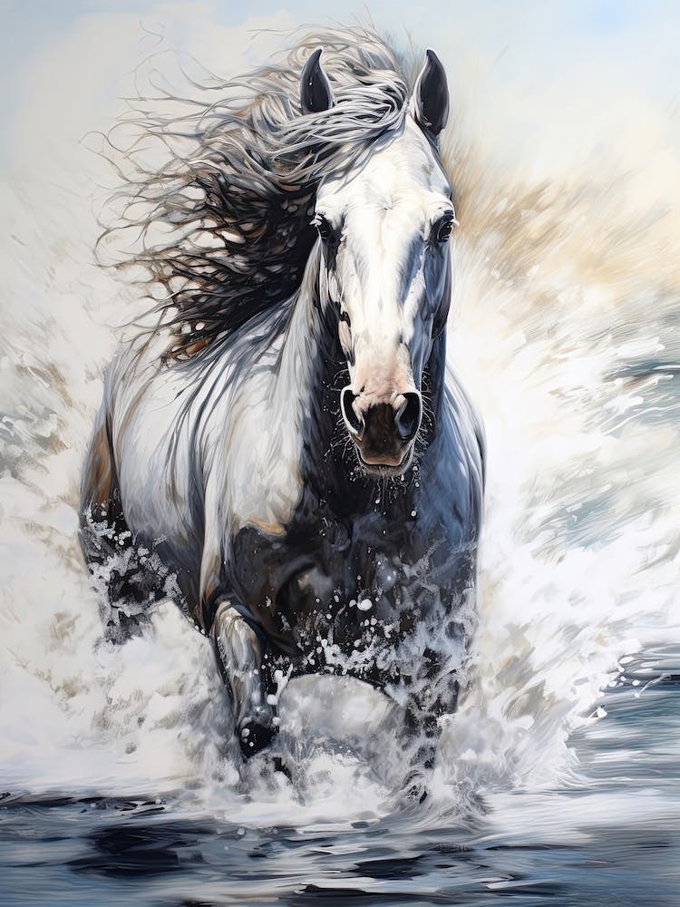 A Horse Oil Painting In Ao Nang Beach, Thailand, Portrait 1