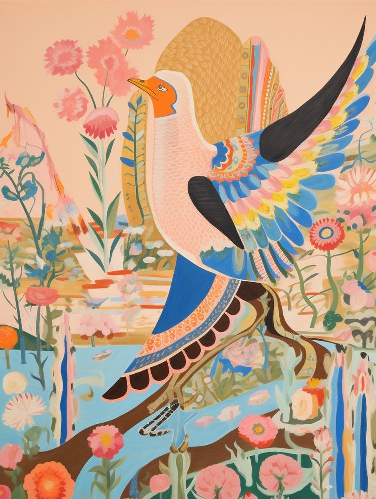 Maximalist Bird Painting Cormorant 1