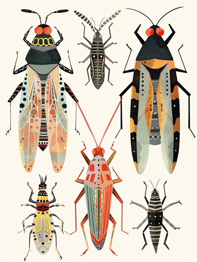 Colourful Insect Illustration Cricket 7