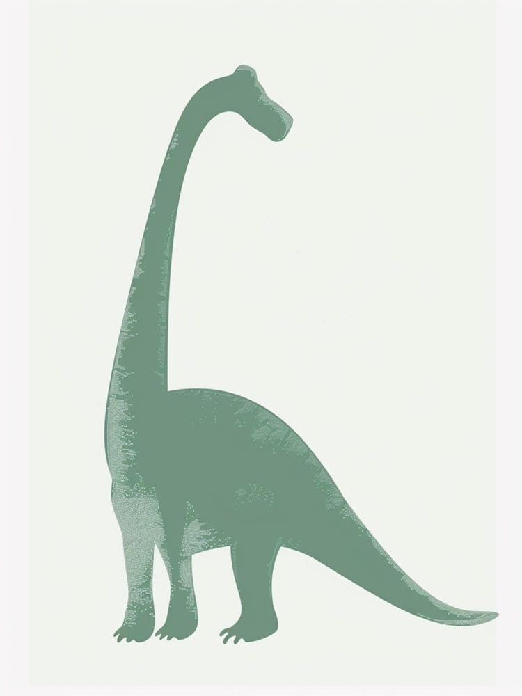 Pastel Mint Brachiosaurus Silhouette 2