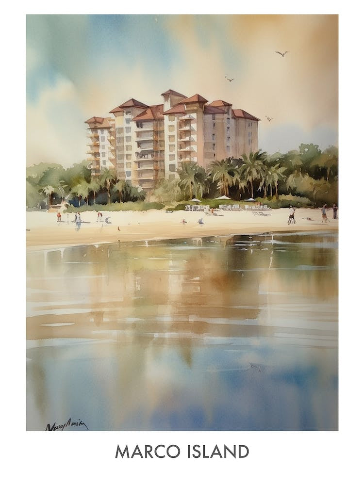 Marco Island Watercolor 1travel Poster