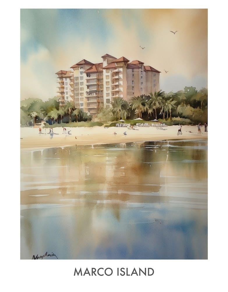 Marco Island Watercolor 1travel Poster
