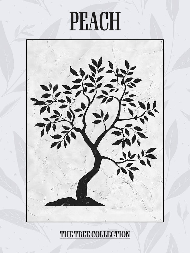Peach Tree Simple Geometric Nature Stencil 2 Poster
