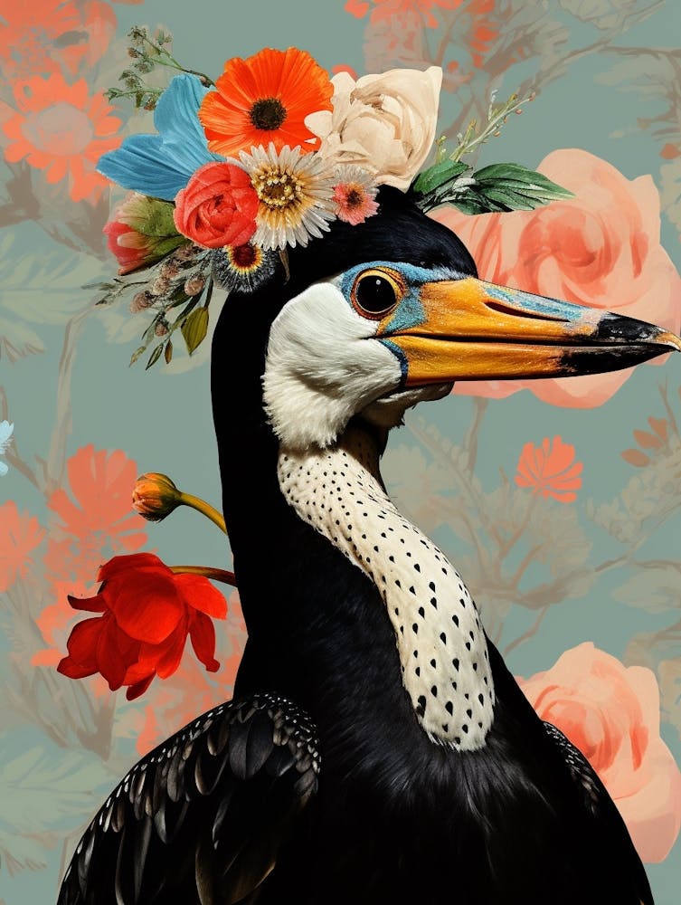 Bird With A Flower Crown Cormorant 3