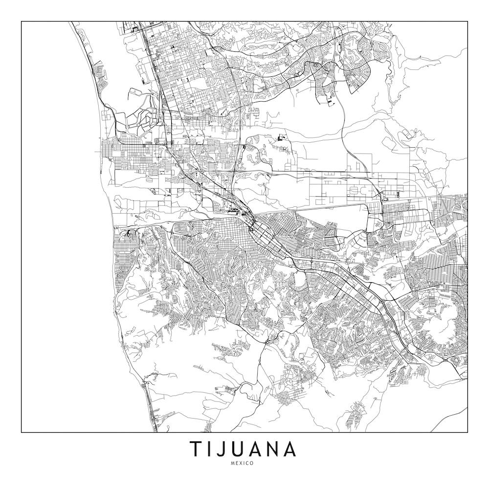 Tijuana White Map Square