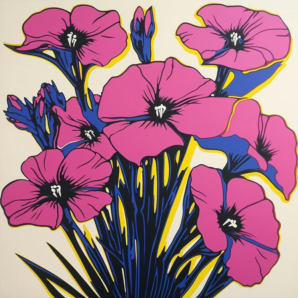 Flax Flower 1 Pop Art Illustration Square